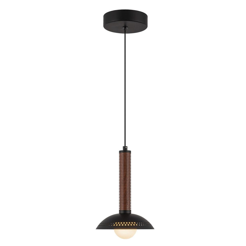 Alora Mood Arden LED Mini Pendant in Matte Black and Walnut Wood Veneer
