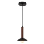 Alora Mood Arden LED Mini Pendant in Matte Black and Walnut Wood Veneer