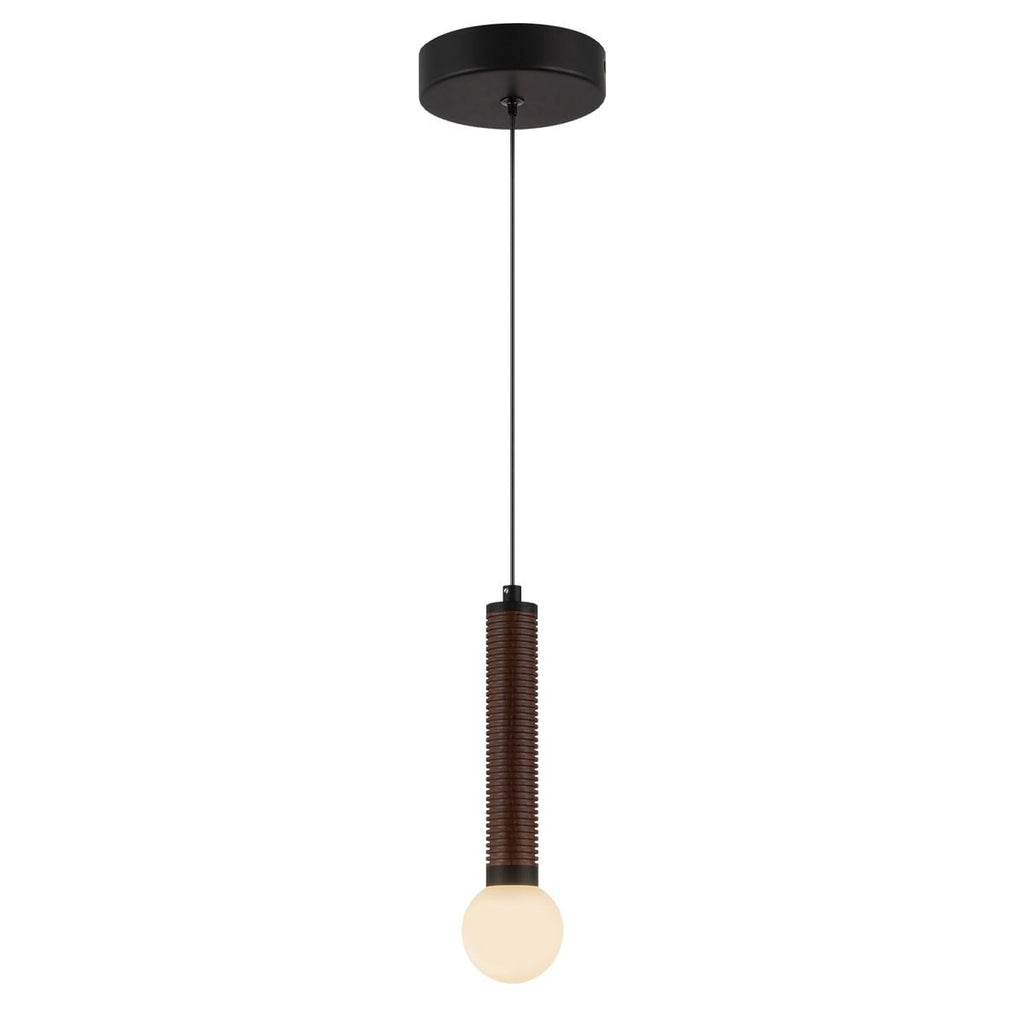 Alora Mood Arden LED Mini Pendant in Matte Black and Walnut Wood Veneer