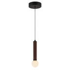 Alora Mood Arden LED Mini Pendant in Matte Black and Walnut Wood Veneer