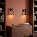 Alora Mood Arden LED Wall Light in Matte Black and Walnut Wood Veneer