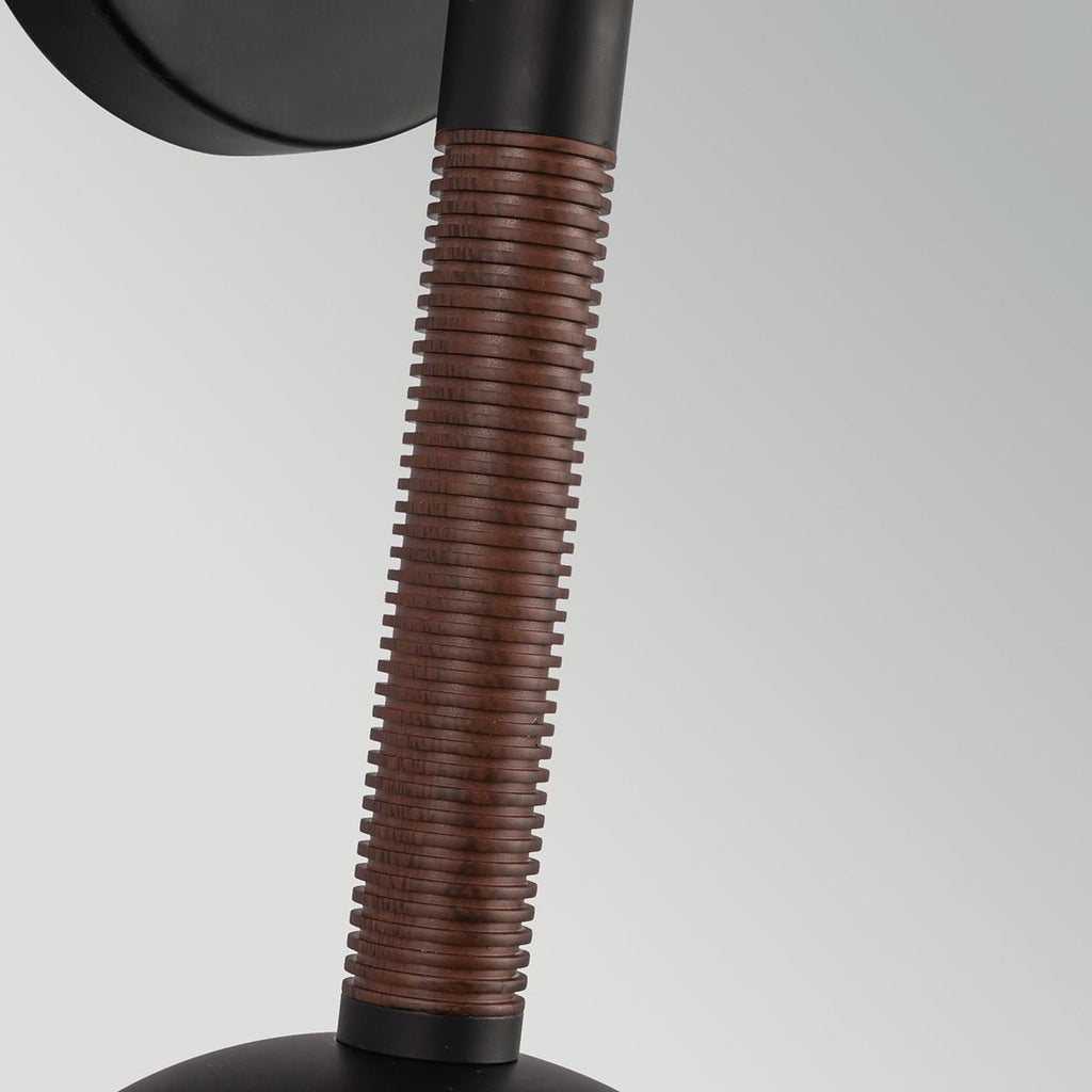 Alora Mood Arden LED Wall Light in Matte Black and Walnut Wood Veneer