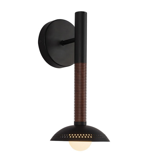 Alora Mood Arden LED Wall Light in Matte Black and Walnut Wood Veneer