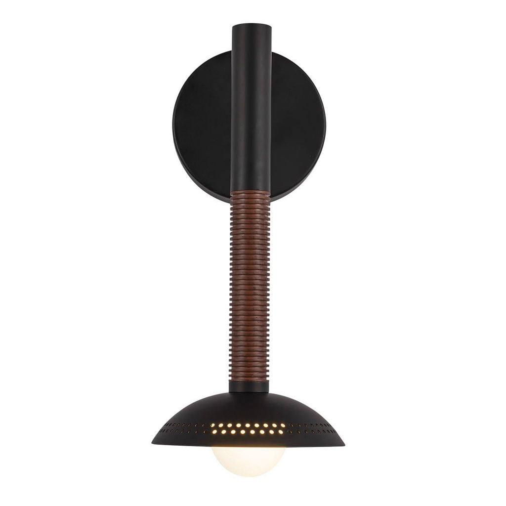 Alora Mood Arden LED Wall Light in Matte Black and Walnut Wood Veneer