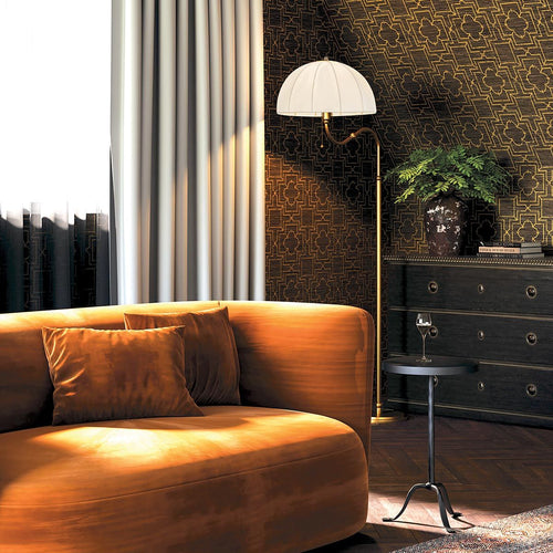 Alora Mood Crosby Floor Lamp in Satin Cream & Brushed Gold