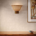 Alora Mood Kai 2 Light Wall Light in Brushed Gold & Rattan