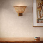 Alora Mood Kai 2 Light Wall Light in Brushed Gold & Rattan