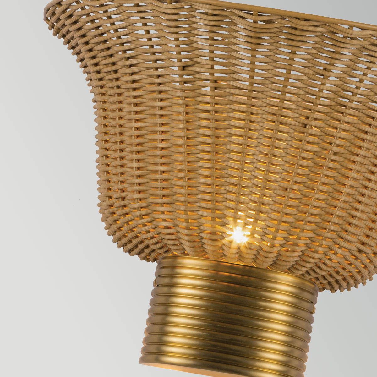 Alora Mood Kai 2 Light Wall Light in Brushed Gold & Rattan