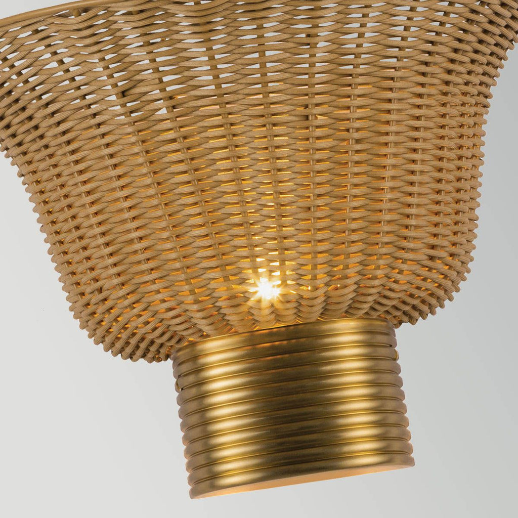 Alora Mood Kai 2 Light Wall Light in Brushed Gold & Rattan
