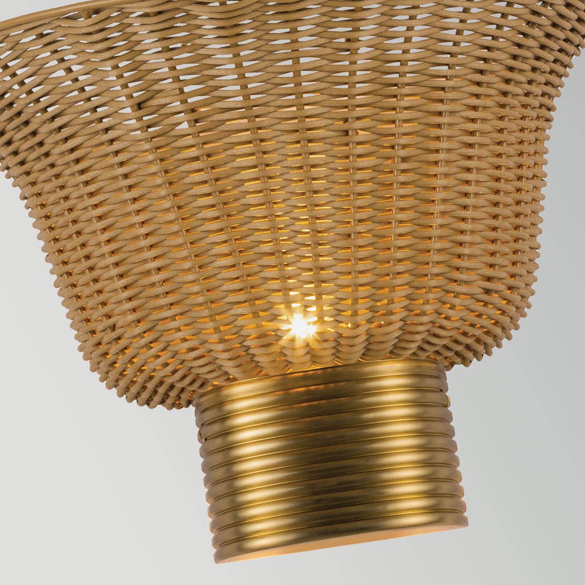 Alora Mood Kai 2 Light Wall Light in Brushed Gold & Rattan