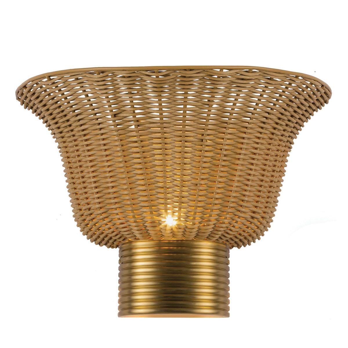 Alora Mood Kai 2 Light Wall Light in Brushed Gold & Rattan