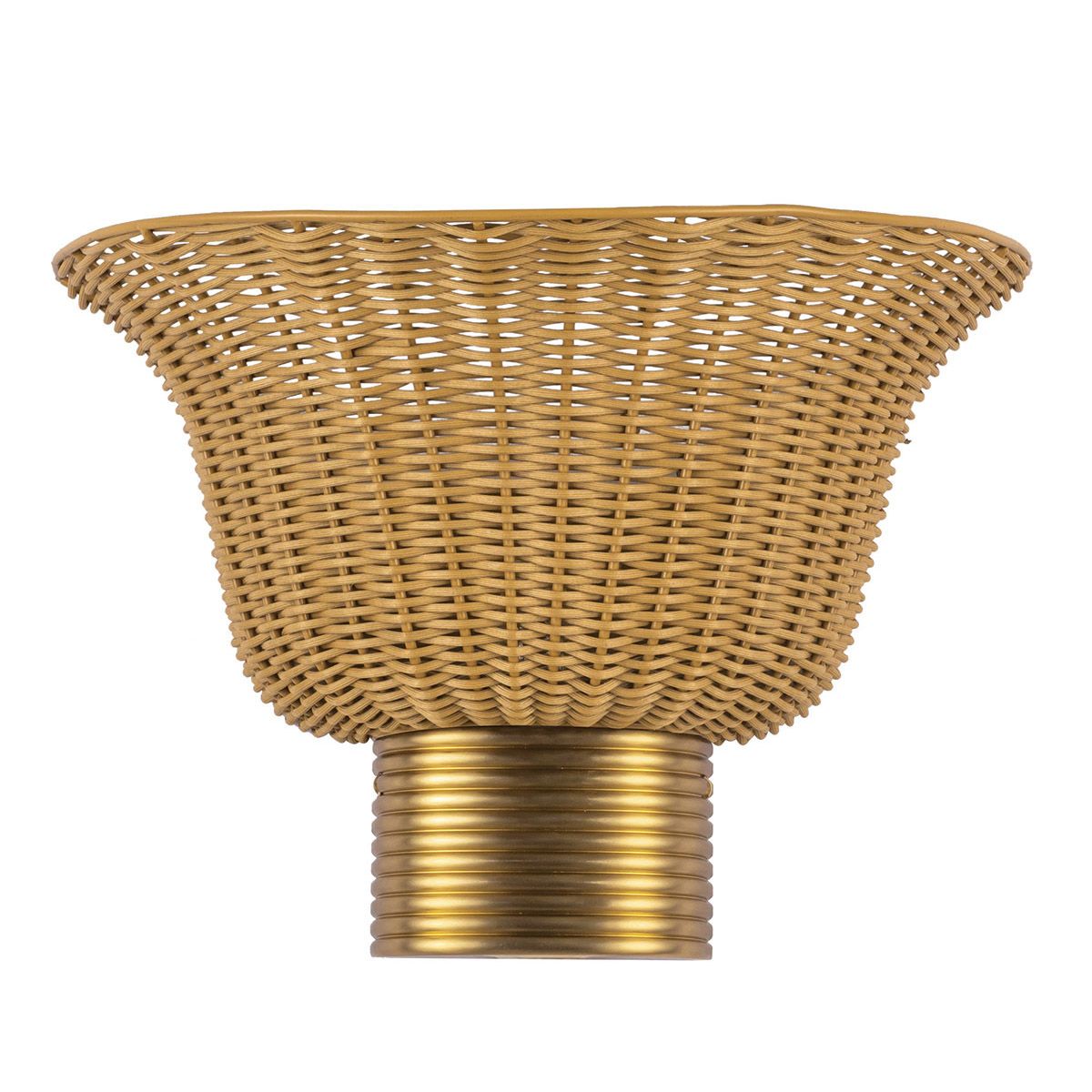 Alora Mood Kai 2 Light Wall Light in Brushed Gold & Rattan