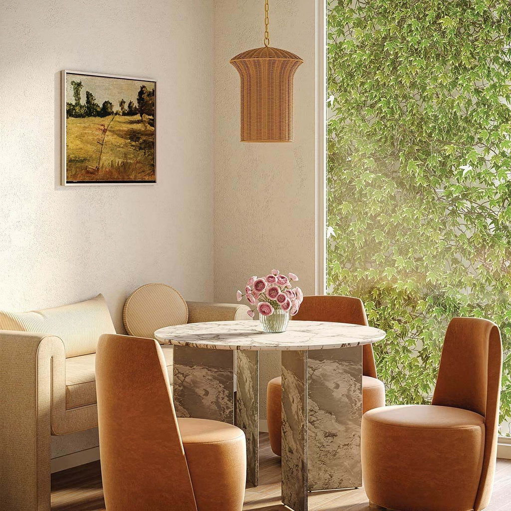 Alora Mood Kai Small Pendant in Brushed Gold & Rattan