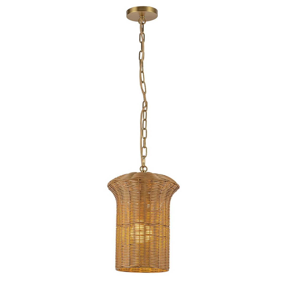 Alora Mood Kai Small Pendant in Brushed Gold & Rattan