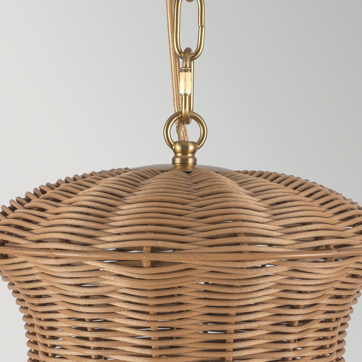 Alora Mood Kai Small Pendant in Brushed Gold & Rattan