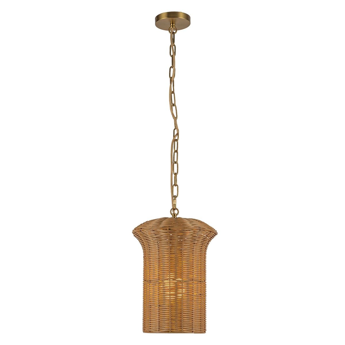 Alora Mood Kai Small Pendant in Brushed Gold & Rattan