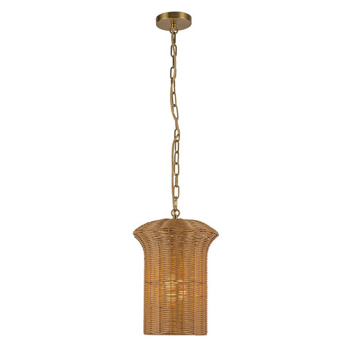 Alora Mood Kai Small Pendant in Brushed Gold & Rattan