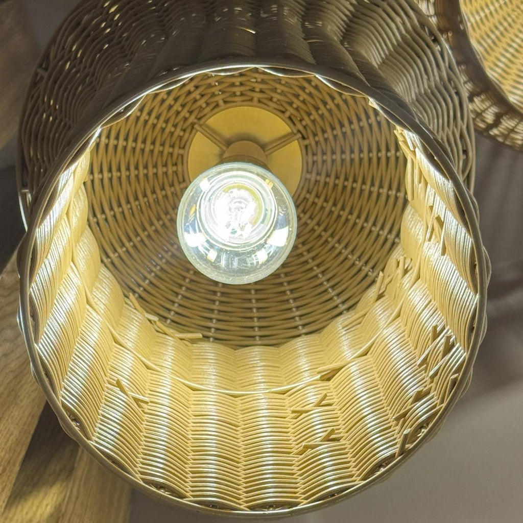 Alora Mood Kai Small Pendant in Brushed Gold & Rattan