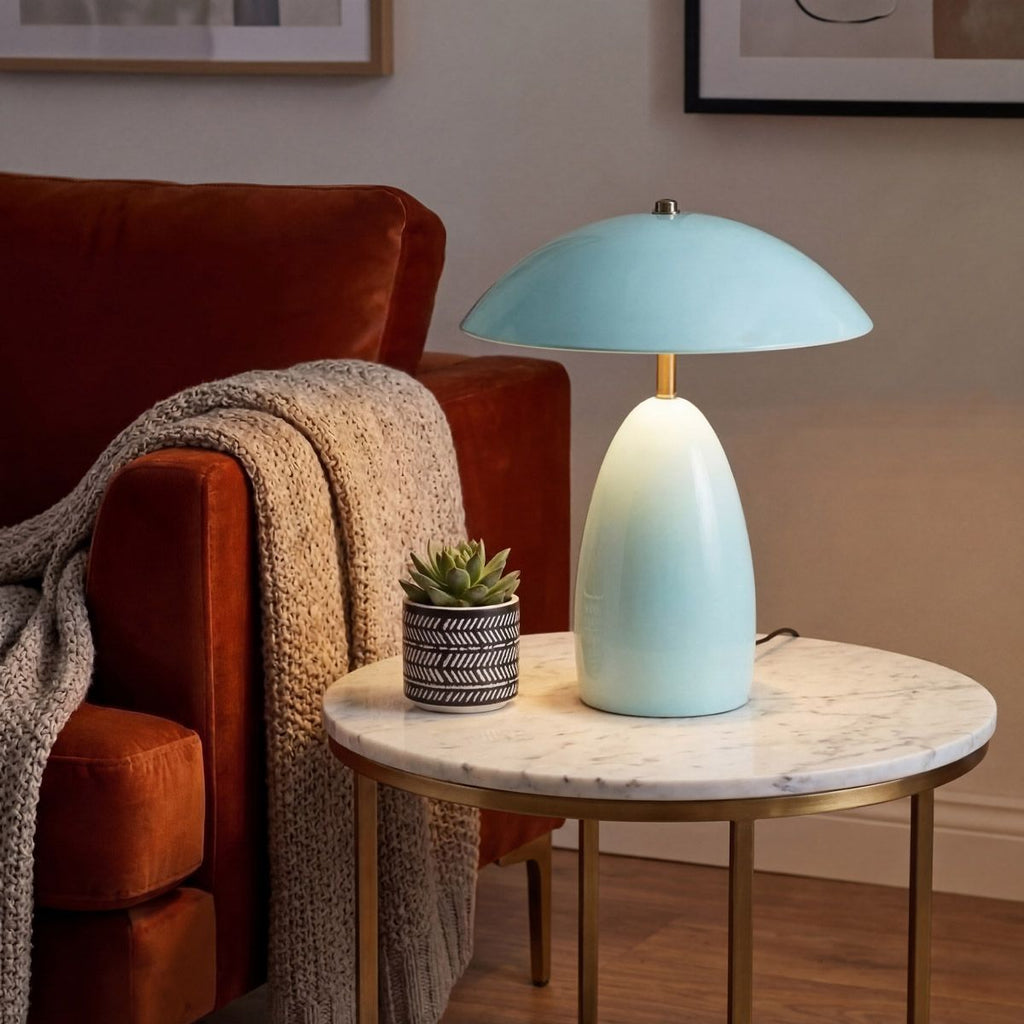 Alora Mood Poppy LED Medium Table Lamp in Cerulean Light Blue