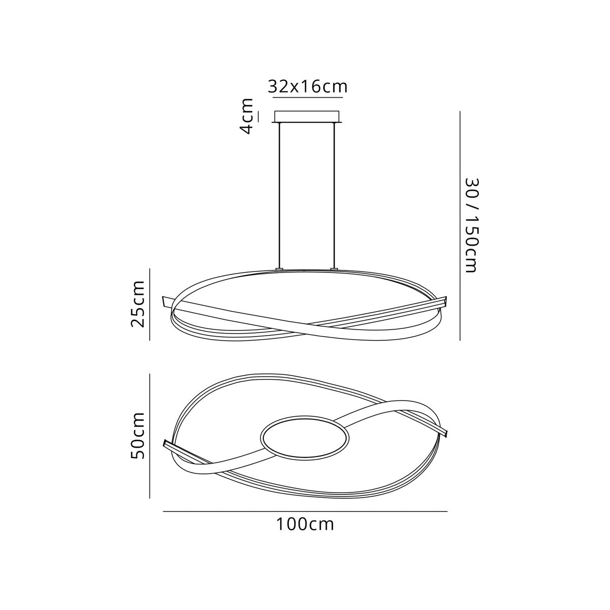 Regent Altkirch Loop LED Pendant Light - dimensions