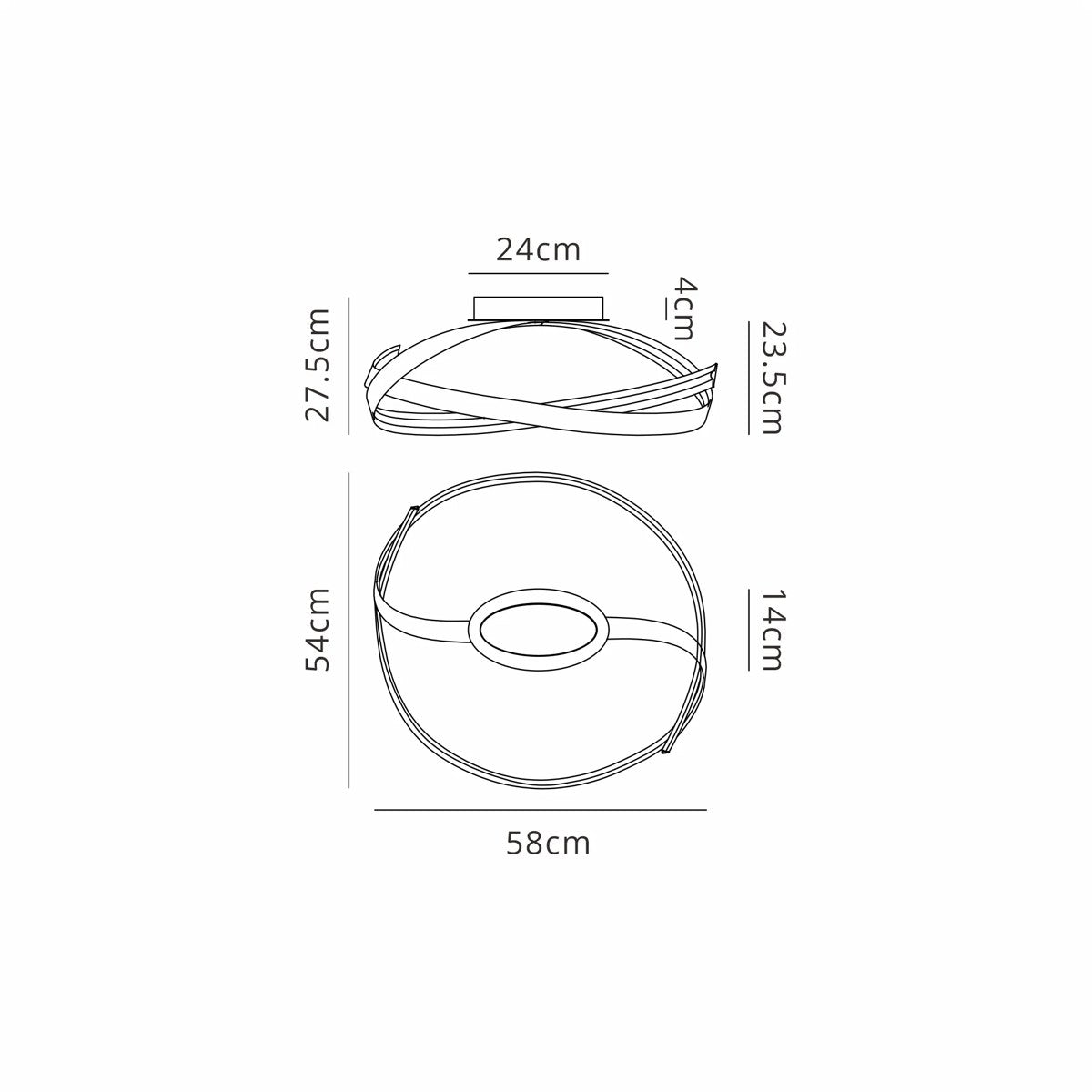 Regent Altkirch Loop LED Semi Flush Ceiling Light - dimensions