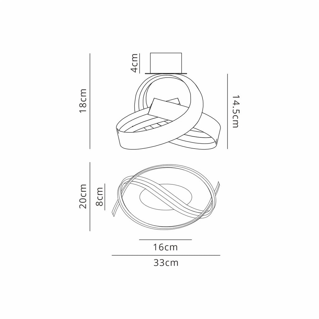 Regent Altkirch Loop LED Wall Light - dimensions