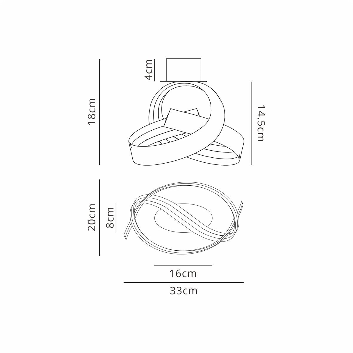 Regent Altkirch Loop LED Wall Light - dimensions