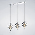 Diyas Amano 3 Light Linear Pendant Light in Polished Chrome with Crystal