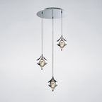 Diyas Amano 3 Light Round Pendant Light in Polished Chrome with Crystal
