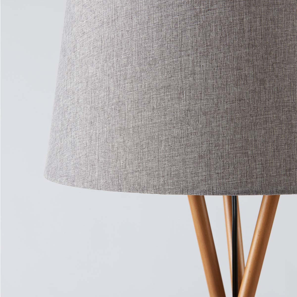 Novena Malle Tripod 1 Light Floor Lamp Solid Wood Grey Linen Shade