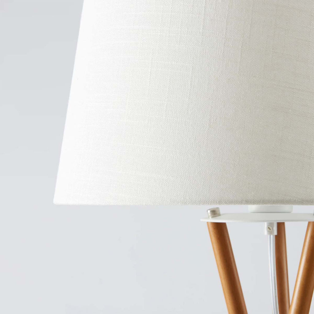 Novena Malle Tripod Floor Lamp Solid Wood White Fabric Shade