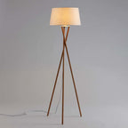 Novena Malle Tripod Floor Lamp Solid Wood White Fabric Shade