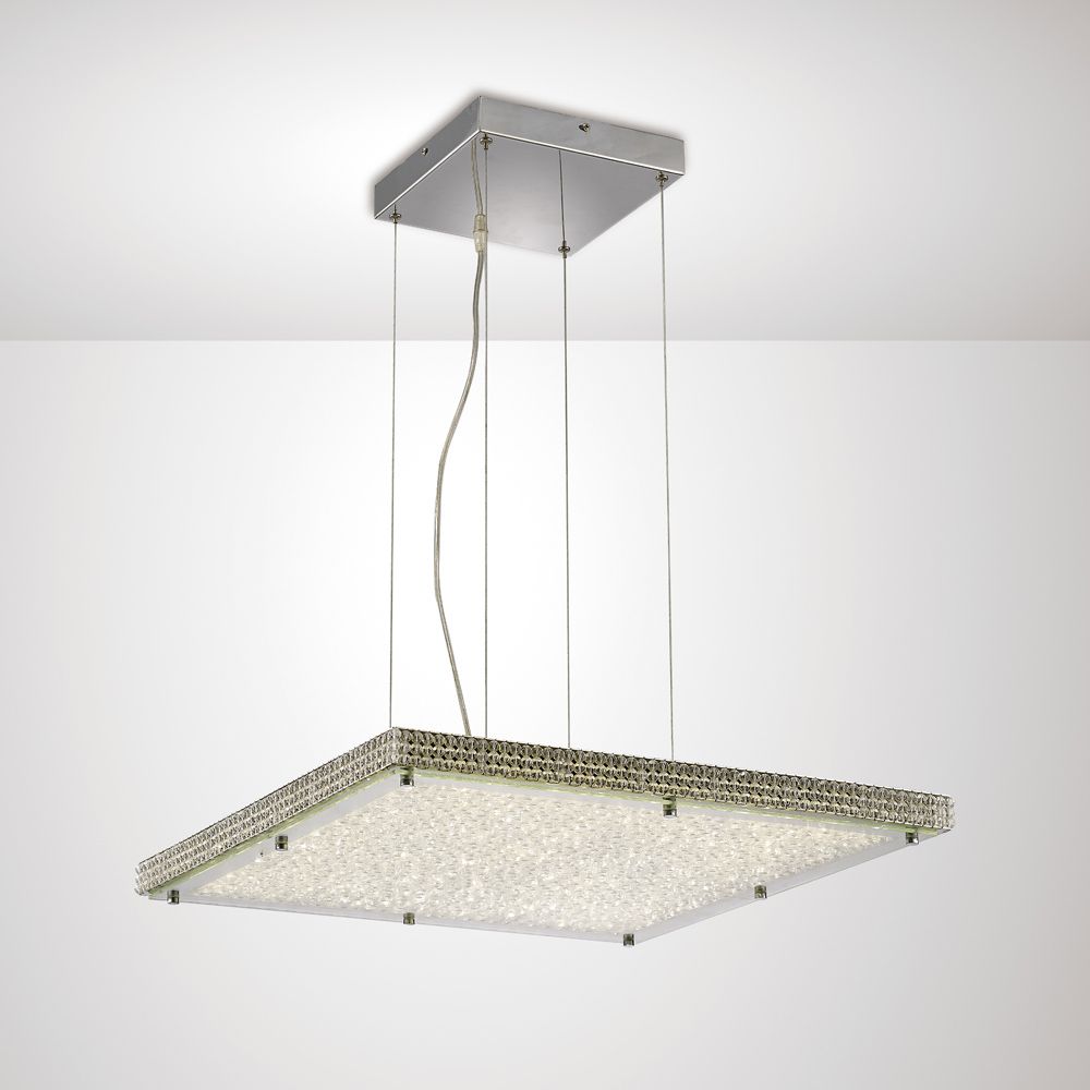 Diyas Amelia Pendant Light in Stainless Steel with Crystal