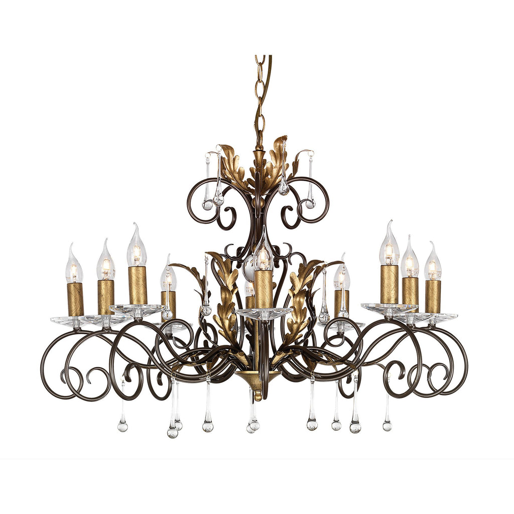 Elstead Amarilli 10 Light Chandelier in Bronze and Gold