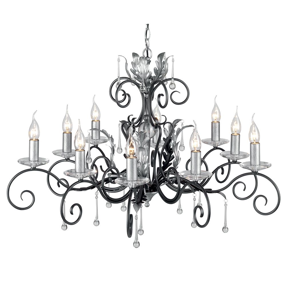 Elstead Amarilli 10 Light Chandelier in Black Silver