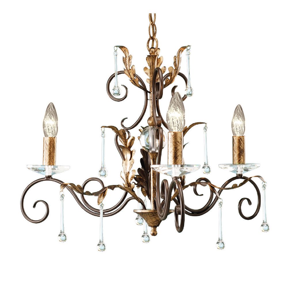 Elstead Amarilli 3 Light Chandelier in Bronze and Gold