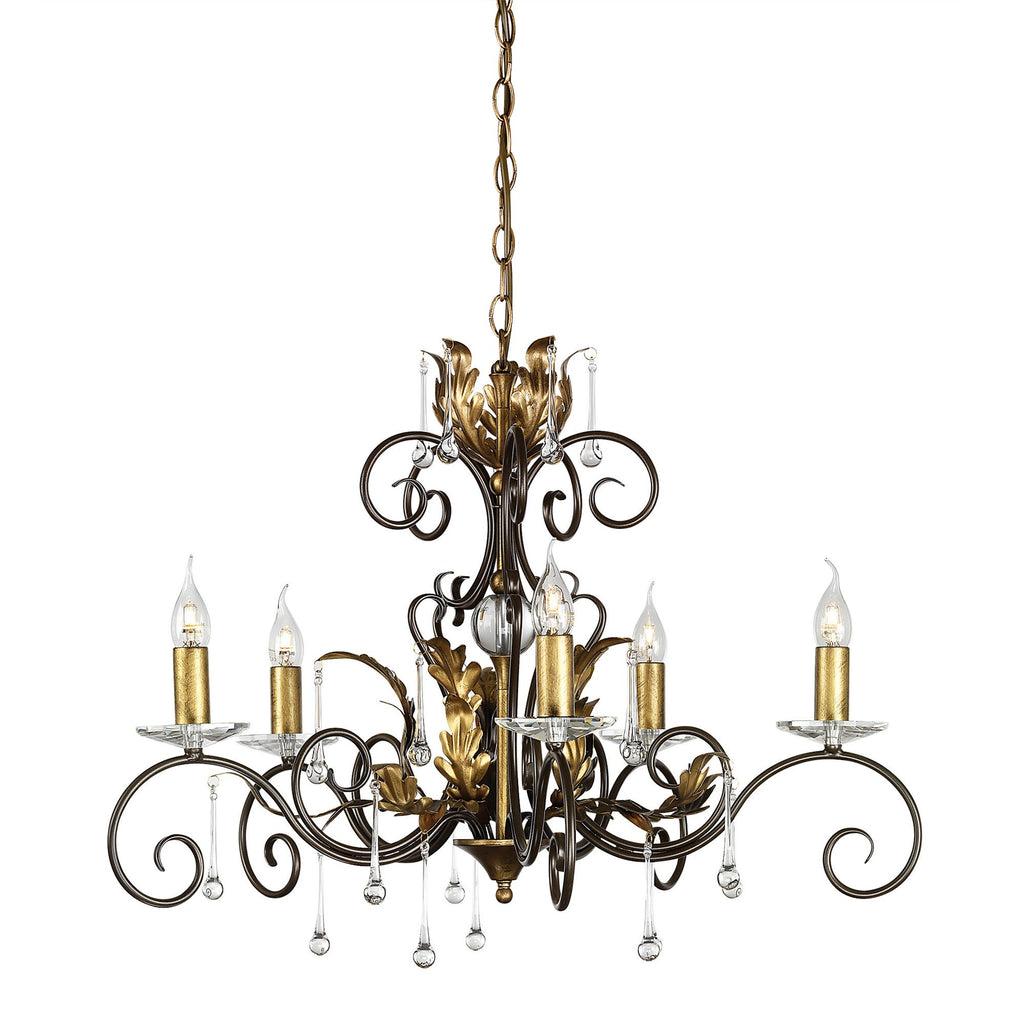 Elstead Amarilli 5 Light Chandelier in Bronze Gold
