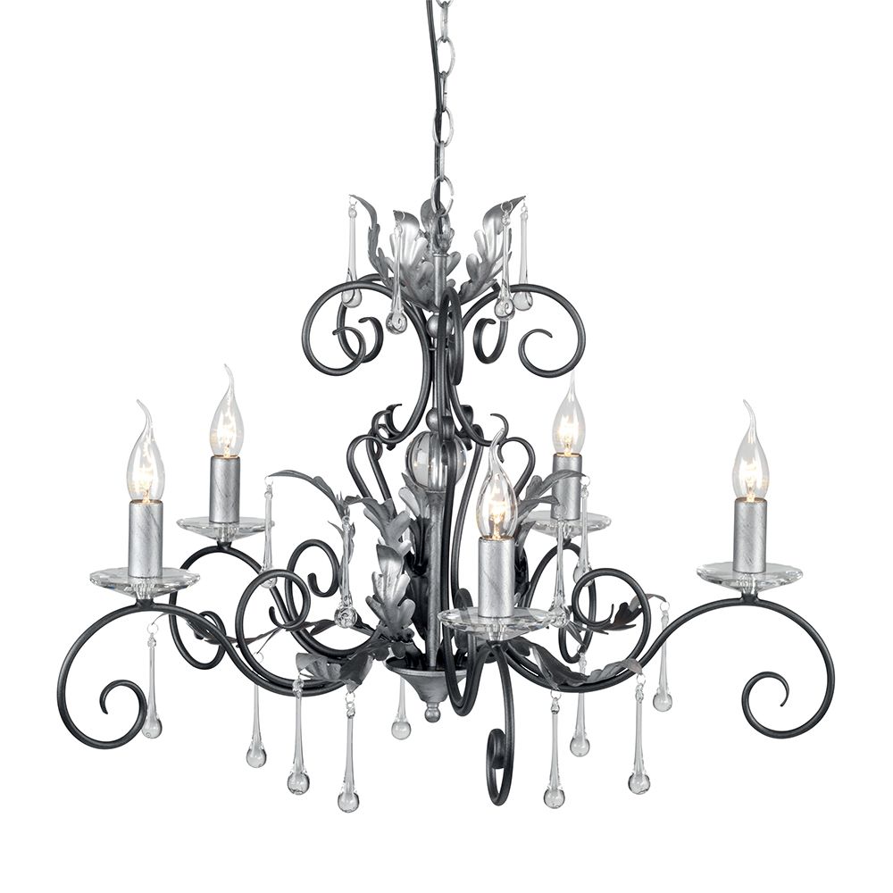 Elstead Amarilli 5 Light Chandelier in Black and Silver