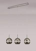 Diyas Andrea 3 Light Linear Pendant Light in Satin Nickel with Crystal