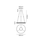 Regent Annevoie 60cm Round Remote Control LED Pendant Light - dimensions