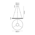 Regent Annevoie 80cm Round Remote Control LED Pendant Light - dimensions