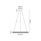 Regent Annevoie 1m Round Remote Control LED Pendant Light - dimensions