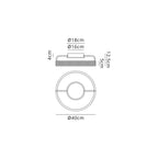 Regent Annevoie 40cm Round LED Ceiling Light - dimensions
