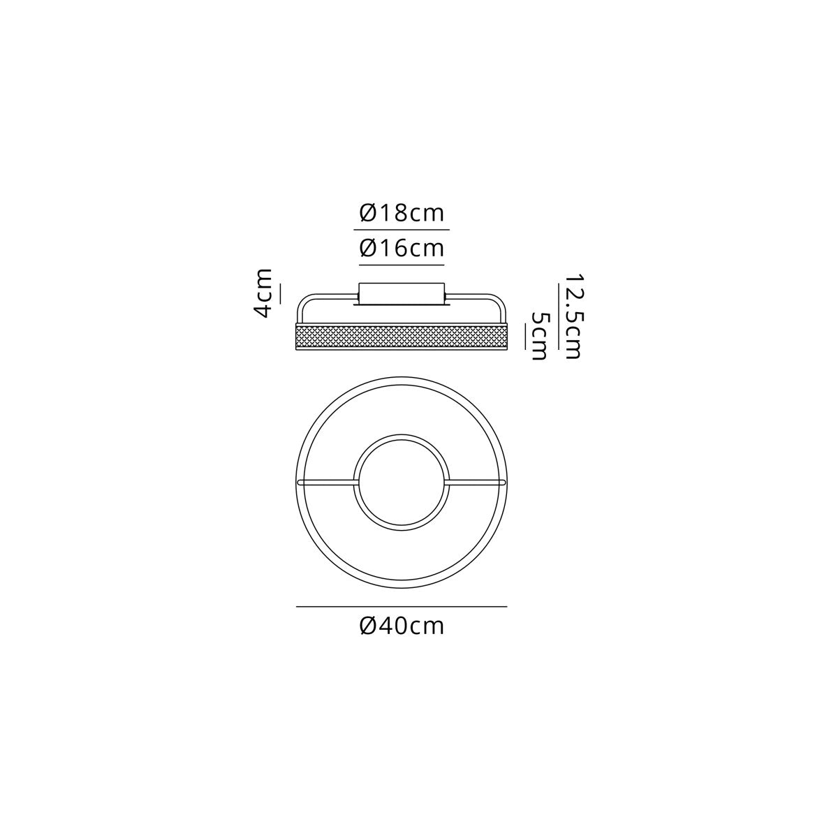 Regent Annevoie 40cm Round LED Ceiling Light - dimensions