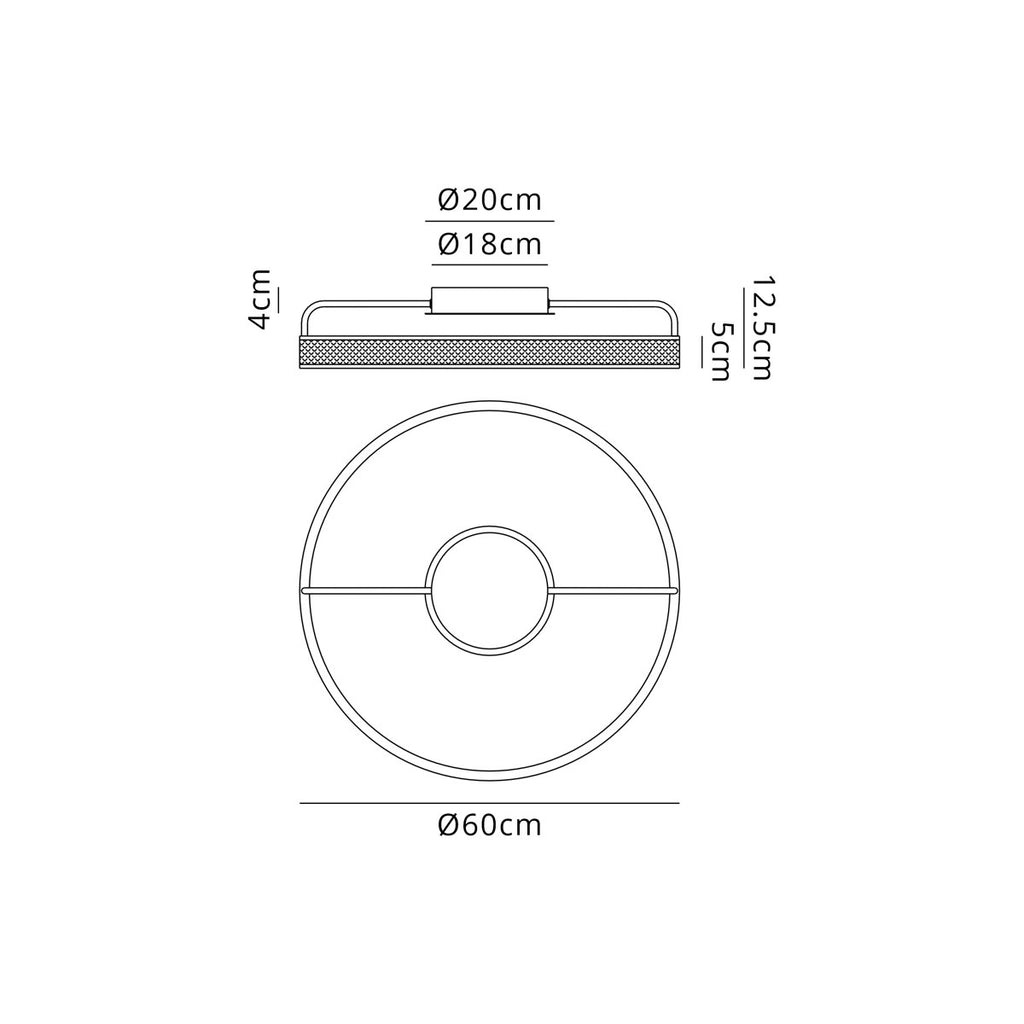 Regent Annevoie 60cm Round LED Ceiling Light - dimensions