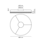 Regent Annevoie 80cm Round LED Ceiling Light - dimensions