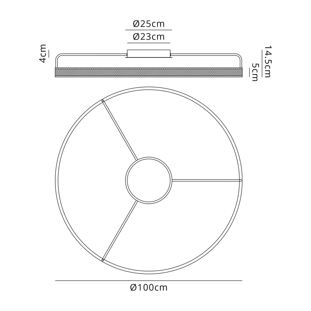 Regent Annevoie 1m Round LED Ceiling Light - dimensions