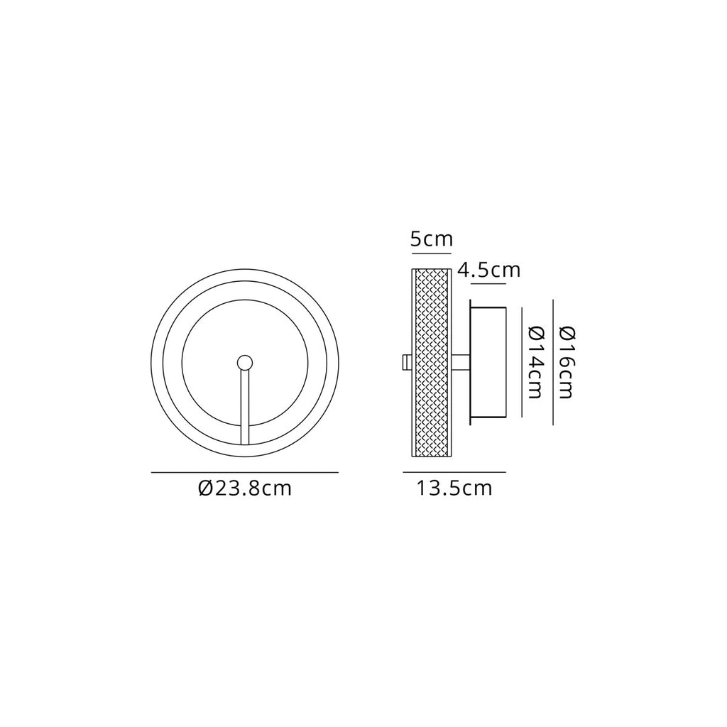 Regent Annevoie LED Wall Light - dimensions