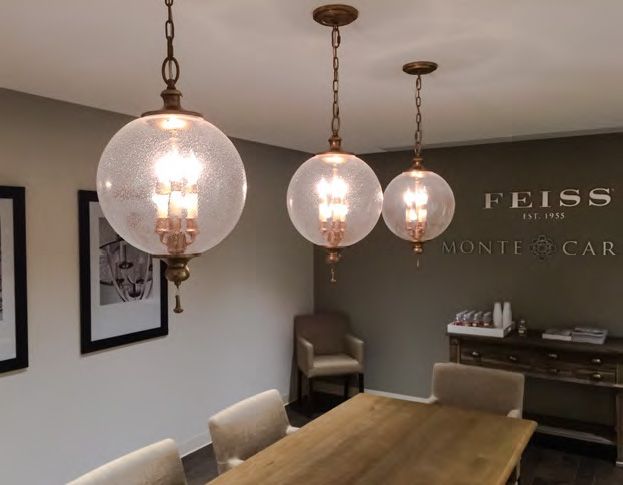 Feiss Argento Pendant Light with Glass Orb in Oxidised Silver Leaf