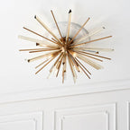 Novena Arroyo 4 Light Flush Ceiling Light Antique Brass with Champagne Glass